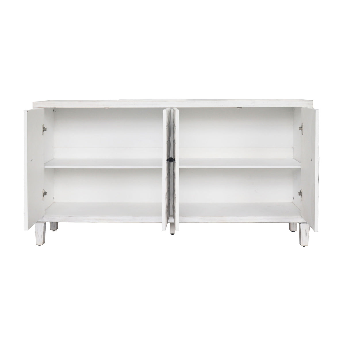 Accent Cabinet Sideboard Buffet Wooden Four Door Storage Unit 60x32in White