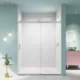 Frameless Single Sliding Soft Close Shower Doors, 3 / 8" Tempered Glass Reversible Installatio
