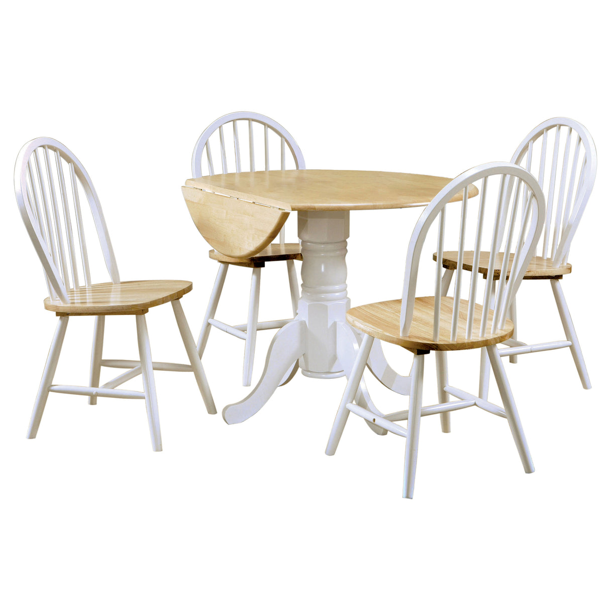 Allison 5-Piece Round Drop Leaf Dining Table Set, White