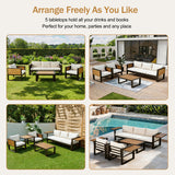 Large 4-Piece Aluminum Frame Outdoor Patio Furniture Set Beige Cushions