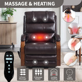 Power Lift Recliner Chair Dual Motor Infinite Position With Heat Massage And Heavy Duty Motion Mechanism - Brown