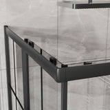 Corner Shower Enclosure, Double Sliding Door, Base - Matte Black