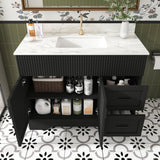 Bathroom Vanity, Fluted Cabinet, Soft Close Doors & Drawers, Single Faucet Hole, Sink Included - Black