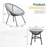 Acapulco Style 3 Piece Patio Bistro Set With Chairs