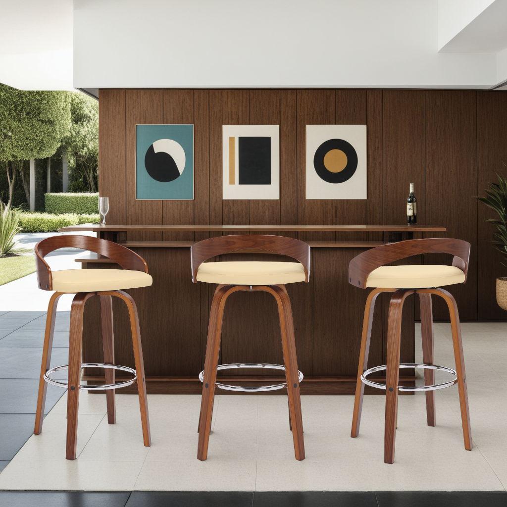 Sonia - 30" Bar Height Swivel Bar Stool - Walnut Wood