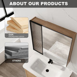 Wall Mounted Bathroom Cabinet & Adjustable Shelves - Imitative Oak