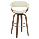 Swivel Bar Stool Elegant Design With Upholstery - Cream