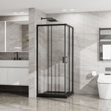 Corner Sliding Shower Door And Shower Base Combo Kit No Drain Kit - Matte Black