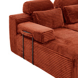 Sectional Sleeper Sofa & Storage Pockets, Modular Couch With Throw Pillows For Living Room