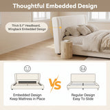 Upholstered Wingback Platform Bed Frame, No Box Spring Needed