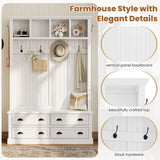 Hall Tree With 4 Drawers, Coat Rack With 6 Hooks
