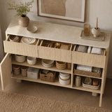 Curved Credenza, Wide Storage Cabinet For Dining Room