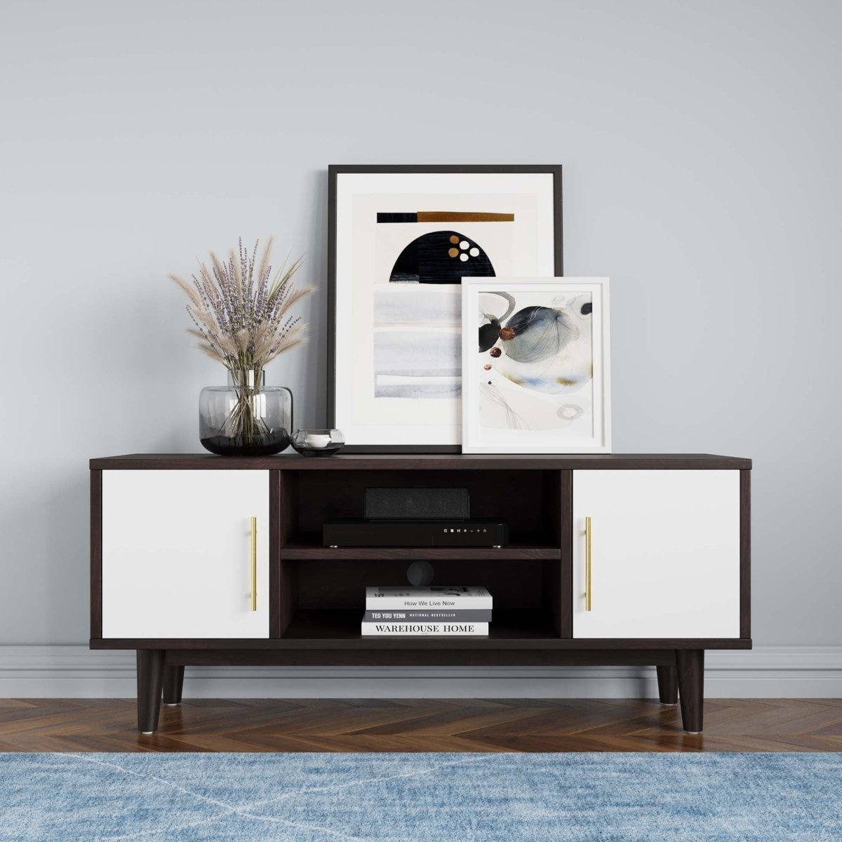 43 Inch Mid - Century Modern Contrasting TV Stand in Cappuccino White - TV Stands available at Alpine Outlets in Denver