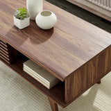 43 Inch Mid - Century Slat - Door Coffee Table in Walnut - Coffee Tables available at Alpine Outlets in Denver