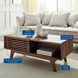 43 Inch Mid - Century Slat - Door Coffee Table in Walnut - Coffee Tables available at Alpine Outlets in Denver