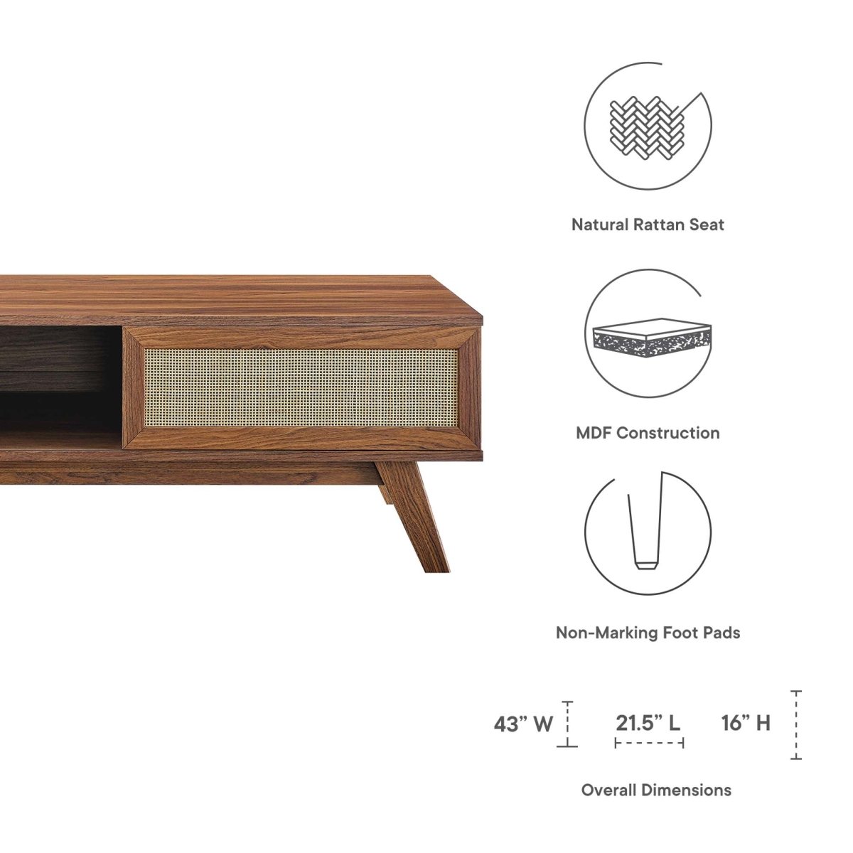 43 Inch Organic Rattan Sliding Door Coffee Table - Coffee Tables available at Alpine Outlets in Denver