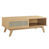 43 Inch Organic Rattan Sliding Door Coffee Table - Coffee Tables available at Alpine Outlets in Denver