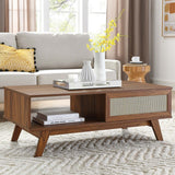 43 Inch Organic Rattan Sliding Door Coffee Table - Coffee Tables available at Alpine Outlets in Denver