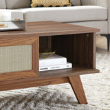 43 Inch Organic Rattan Sliding Door Coffee Table - Coffee Tables available at Alpine Outlets in Denver