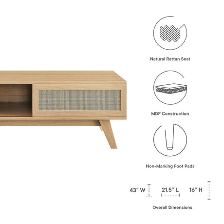 43 Inch Organic Rattan Sliding Door Coffee Table - Coffee Tables available at Alpine Outlets in Denver