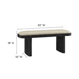 43 Inch Oval Fabric Accent Bench with Angled Pine Wood Legs - Benches available at Alpine Outlets in Denver