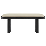 43 Inch Oval Fabric Accent Bench with Angled Pine Wood Legs - Benches available at Alpine Outlets in Denver