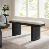 43 Inch Oval Fabric Accent Bench with Angled Pine Wood Legs - Benches available at Alpine Outlets in Denver