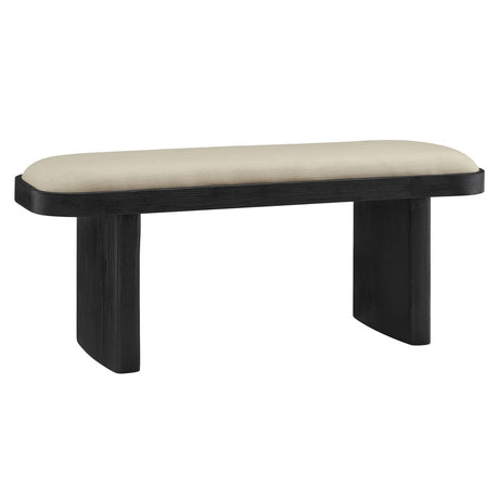 43 Inch Oval Fabric Accent Bench with Angled Pine Wood Legs - Benches available at Alpine Outlets in Denver