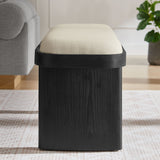 43 Inch Oval Fabric Accent Bench with Angled Pine Wood Legs - Benches available at Alpine Outlets in Denver