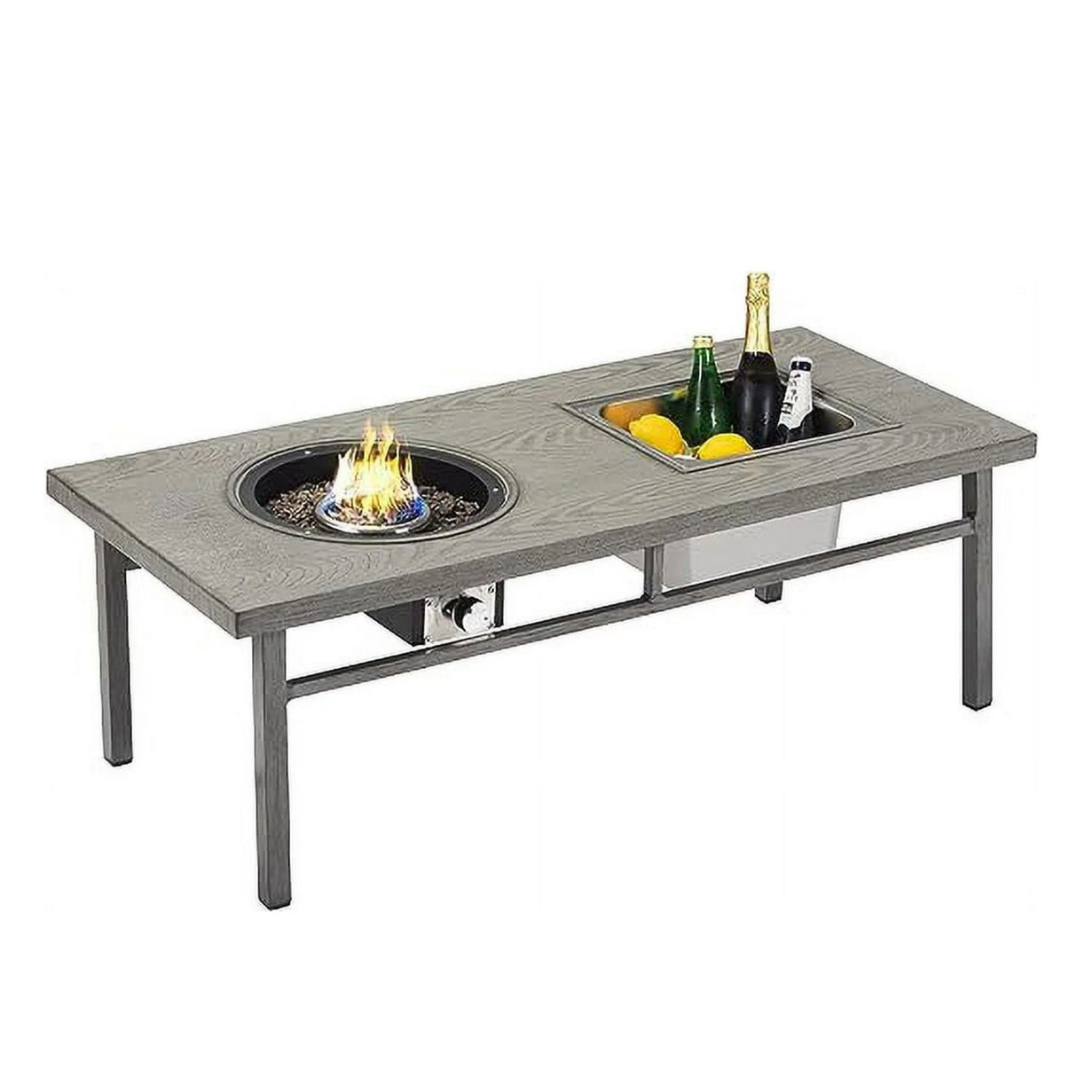3 In 1 Outdoor Propane Fire Pit Table 50, 000 BTU With Ice Bucket - Gray
