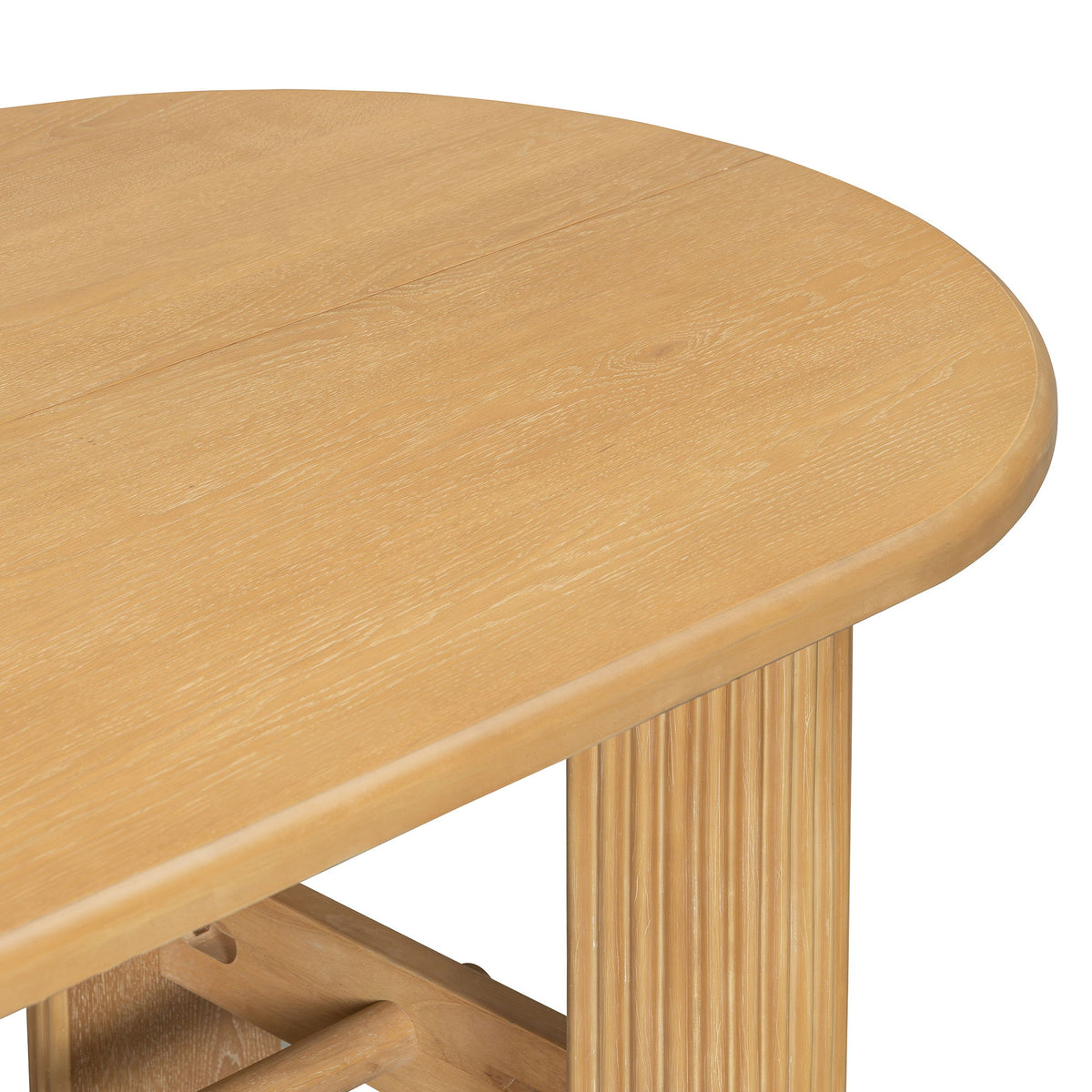 Oval Dining Table Set For 6 With Fluted Pedestal Base, 7 Piece Set Including 6 Upholstered Chairs