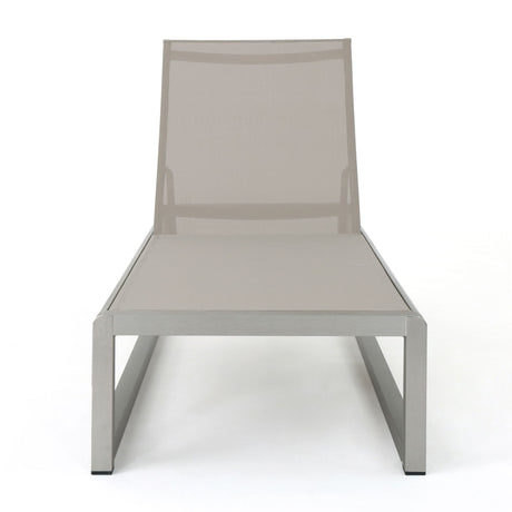 Outdoor Chaise Lounge (Set of 2) With Adjustable Aluminum Frame And Textilene Mesh Seating - Gray