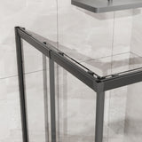 Corner Sliding Shower Door And Shower Base Combo Kit No Drain Kit - Matte Black