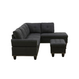 L - Shaped 3 Piece Sectional Sofa With Chaise, Storage Ottoman & Cup Holders