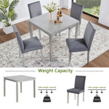 5 Pieces Wooden Dining Table Set, Square Table And 4 Upholstered Chairs