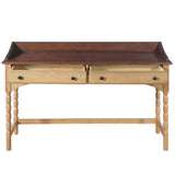 Writing Desk With 2 Storage Drawers, Workstation For Living Room - Brown / Natural