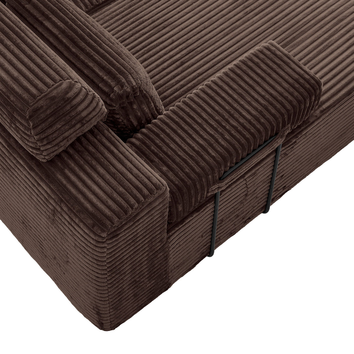 Sectional Sleeper Sofa & Storage Pockets, Modular Couch With Throw Pillows For Living Room