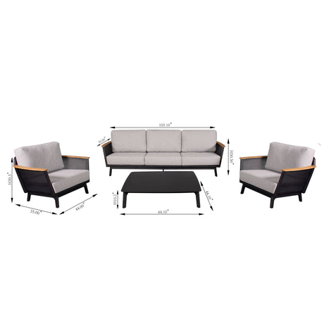 Sofa Set With Armrests - Black