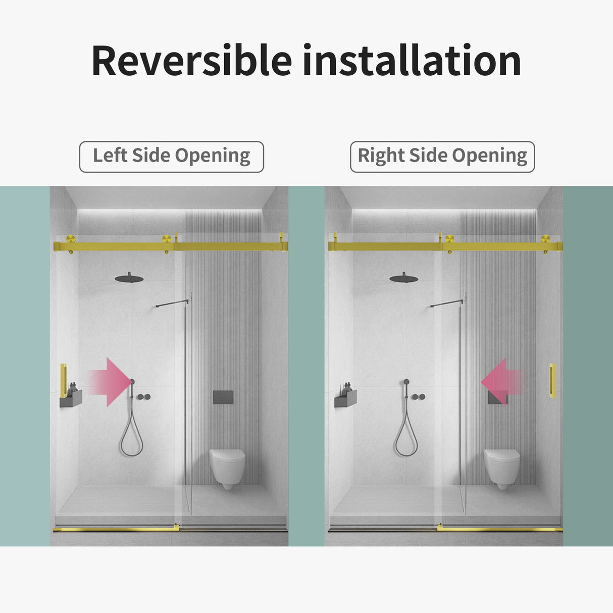 Frameless Sliding Shower Door With Soft- Close, 3 / 8" Tempered Glass