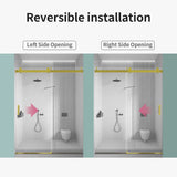 Frameless Sliding Shower Door With Soft- Close, 3 / 8" Tempered Glass