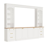 Arched Entertainment Center Wall Unit With Bookshelf, Retro Large TV Stand