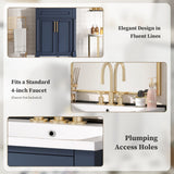 Bathroom Vanity With Integrated Sink, 2 Door Cabinet, Single Sink For Small To Medium Bathrooms