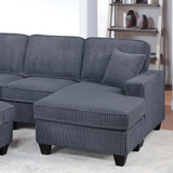 Left Arm Facing Loveseat With USB Port 5 Piece Sectional Set Corner Wedge Armless Chair Cocktail Ottoman Upholstered Living Room Furniture - Dark Gray
