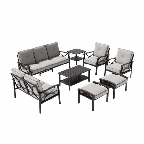Patio Furniture Set, Coffee Table And Cushions For Backyard