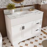 Bathroom Vanity Set, Fluted Cabinet, Soft Close Doors & Drawers, Sink Included - White