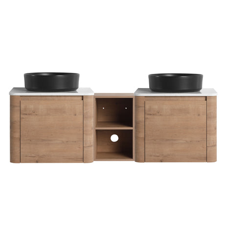 Wall Mounted Bathroom Vanity With Art Sink, 1 Storage Shelf, Soft Close Door