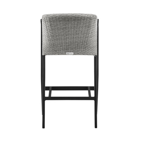Palma - Outdoor Patio Counter Height Bar Stool In Aluminum And Wicker With Gray Cushions