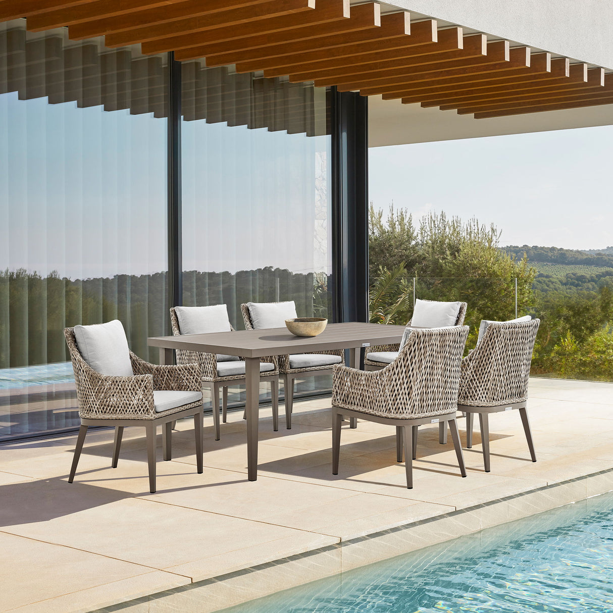 Grenada - Outdoor Aluminum Gray Rectangle Dining Table