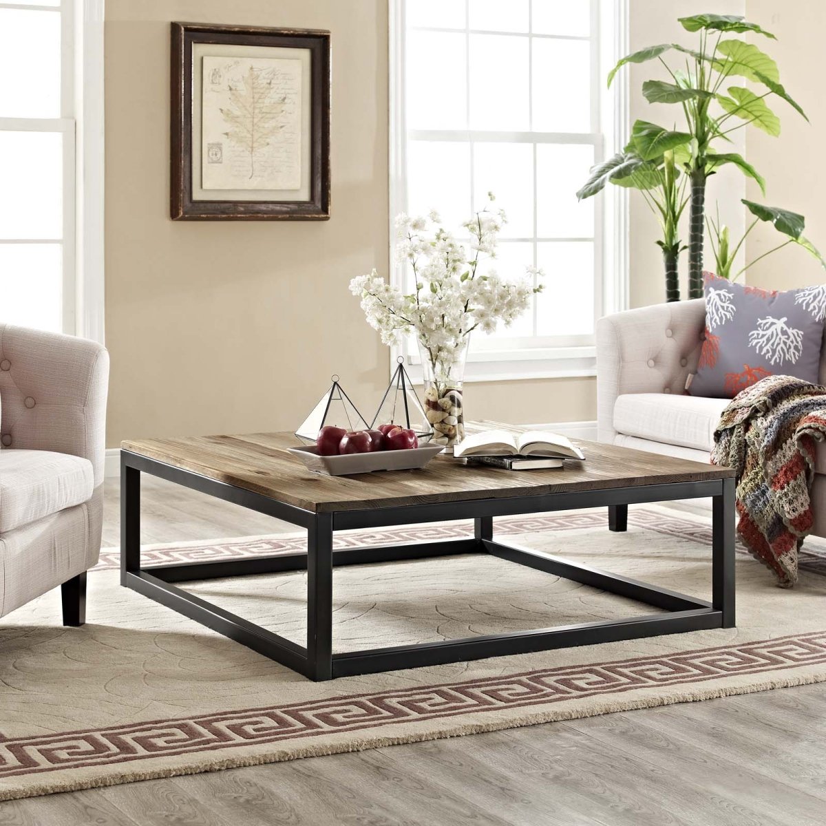 44 Inch Industrial Modern Solid Pine Coffee Table in Brown - Coffee Tables available at Alpine Outlets in Denver