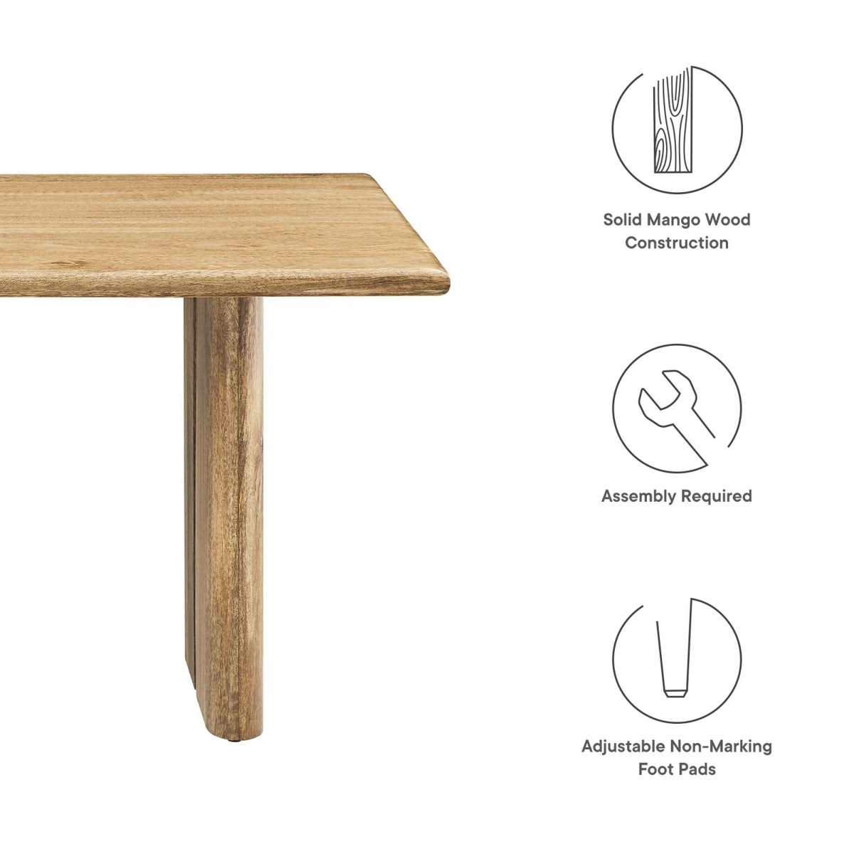 44 Inch Inviting Modern Farmhouse Mango Wood Coffee Table - Coffee Tables available at Alpine Outlets in Denver